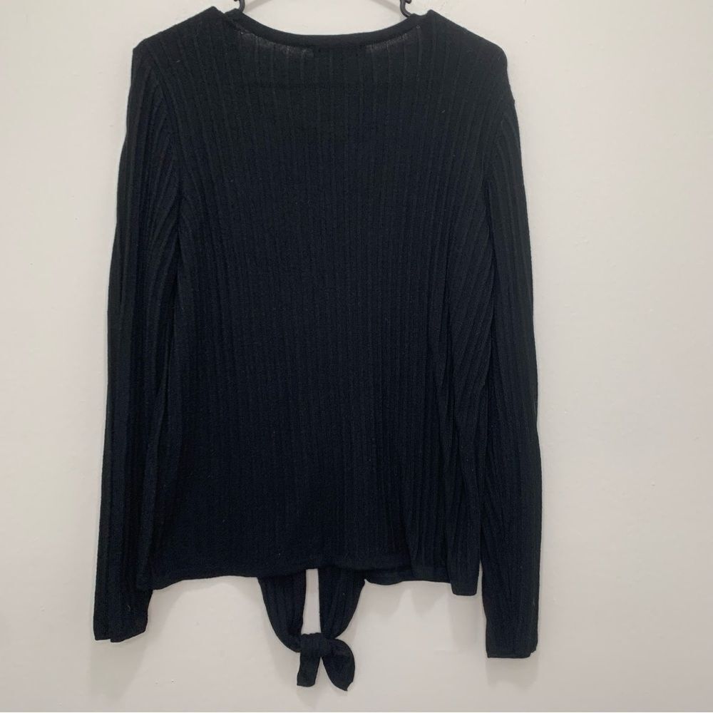 International Concepts Black Ribbed Tie Front Shirt Size Large - Picture 2 of 7